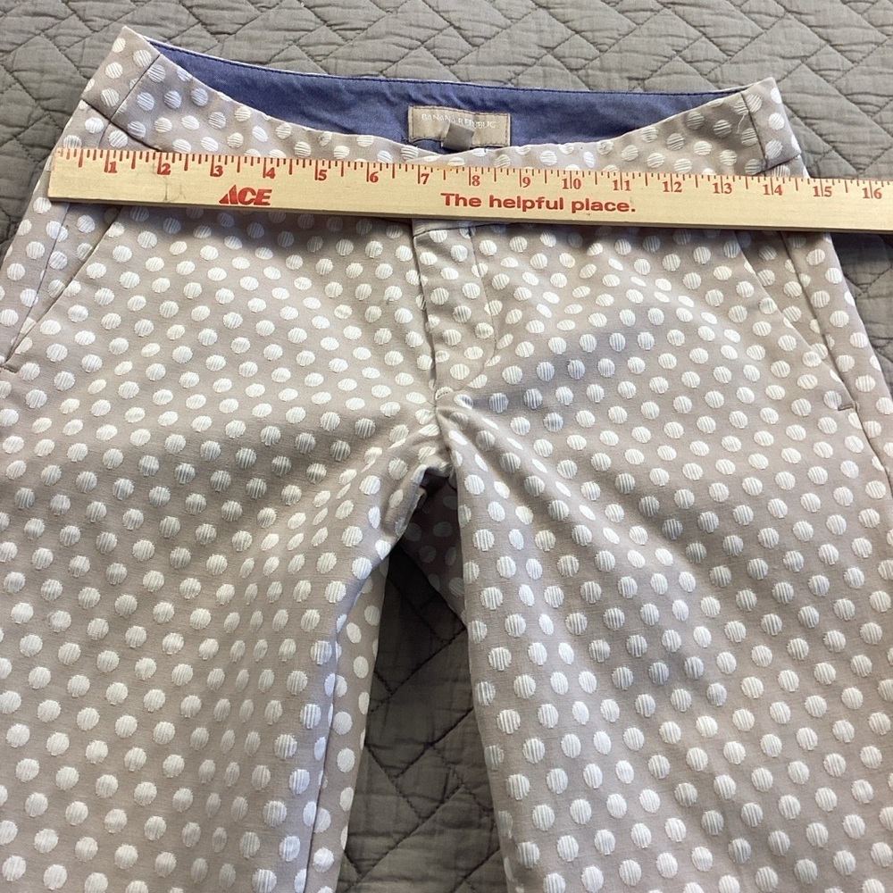 Banana Republic tan Polka Dot Skinny Pants Sz 2 - Picture 9 of 13